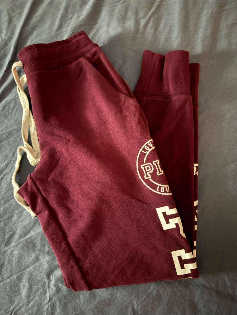 PINK Victoria's Secret Maroon Logo Jogger Sweatpants XS